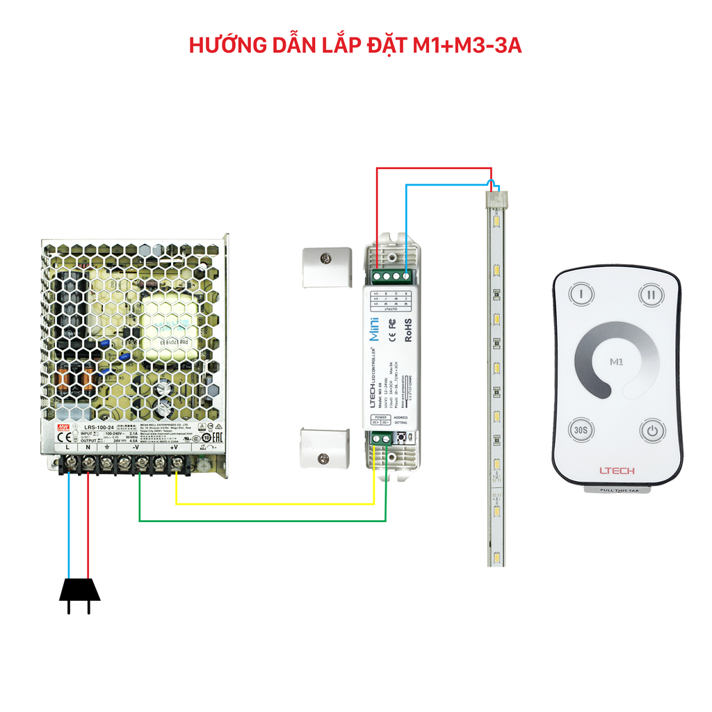 Bộ Điều Khiển Đèn Led Ltech M1+M3-3A Tăng Giảm Cường Độ Ánh Sáng, LED Dimmer Controller