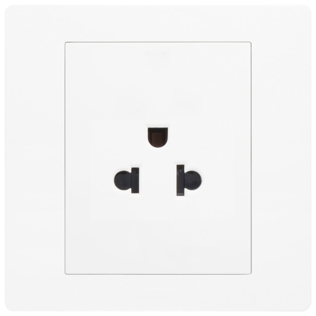 Ổ cắm đơn 3 chấu WGMS116EA - Thiết bị điện Hager cao cấp chuẩn Châu Âu bền bỉ an toàn